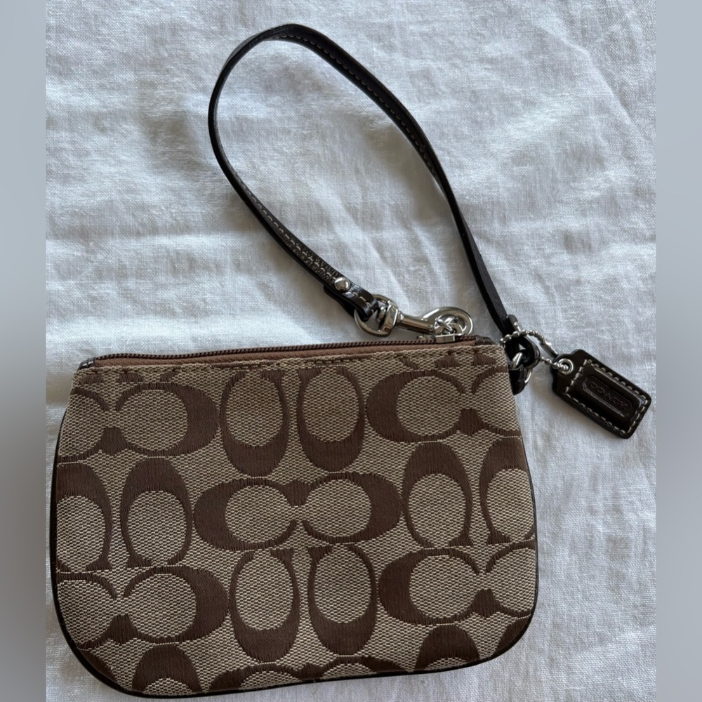 Coach Khaki Signature Mini Wristlet